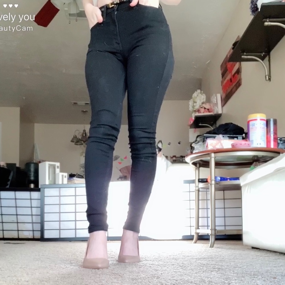 Black Hollister high rise super skinny jeans